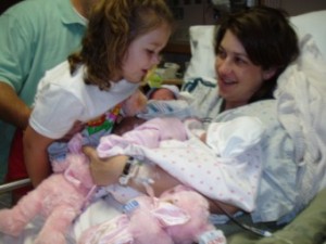 Faith and Sarah, baby with anencephaly